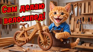 Котенок учится столярному мастерству и сам ремонтирует сломанный велосипед! Мультик для детей