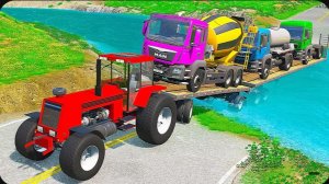 Грузовик-платформа Insane Cars спасает пострадавших от наводнения на улице BeamNG Drive!