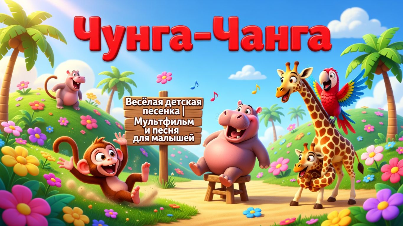 Чунга-Чанга 🌴 Весёлая детская песенка | Мультфильм и песня для малышей