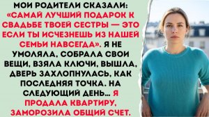 Родители сказали в день свадьбы сестры тебе лучше не приходить , и я исчезла
