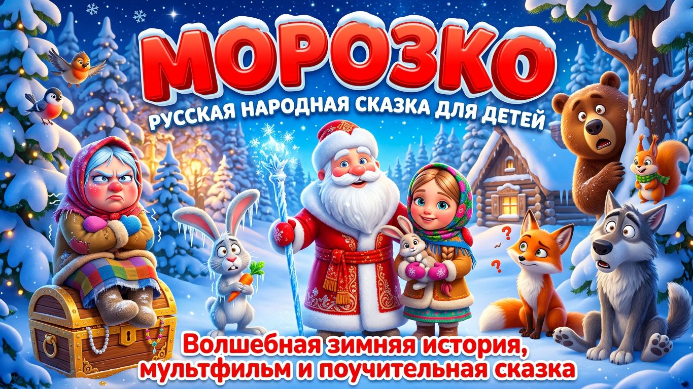Морозко — русская народная сказка для детей | Волшебная зимняя история, мультфильм