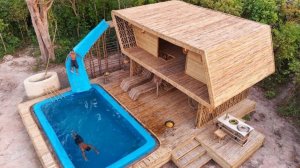 Мы потратили 10000$ на строительство эко дома из бамбука с водной горкой и бассейном.
