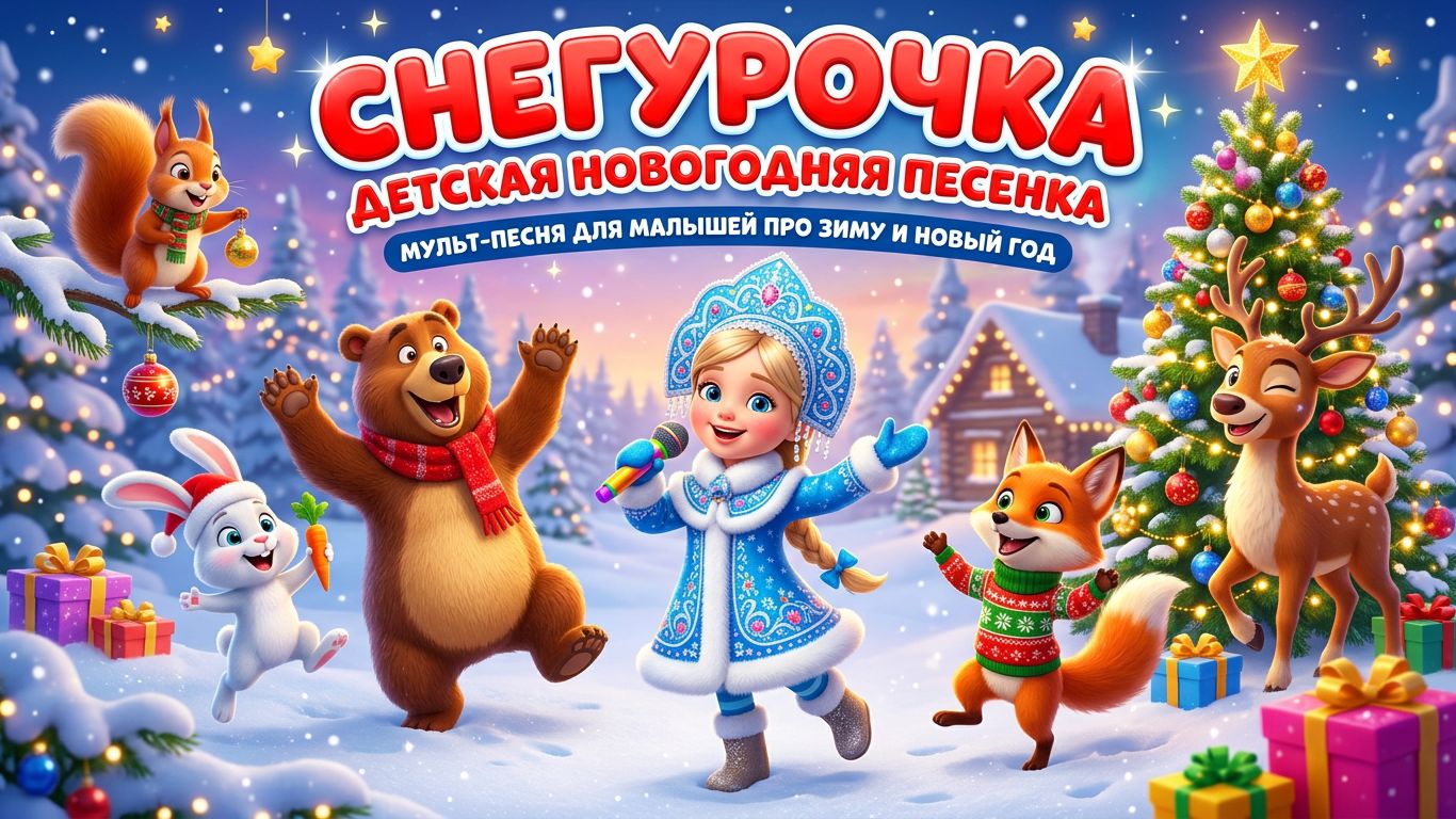 Снегурочка — детская новогодняя песенка | Мульт-песня для малышей про зиму и Новый год