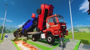 МОЛНИЯ МАККВИН Flatbed Truck 🚨 ПОДВИГ ТРАНСПОРТИРОВКИ! Подушки vs Pothole #2 - BeamNG.Drive 💥