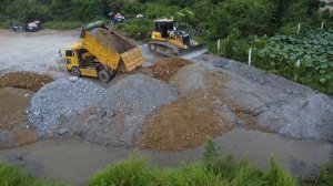 Ep2. Update Landfill Delete Pond Grass Water Nearby Wall by SHANTUI DH17C3 Pushing with dump truck