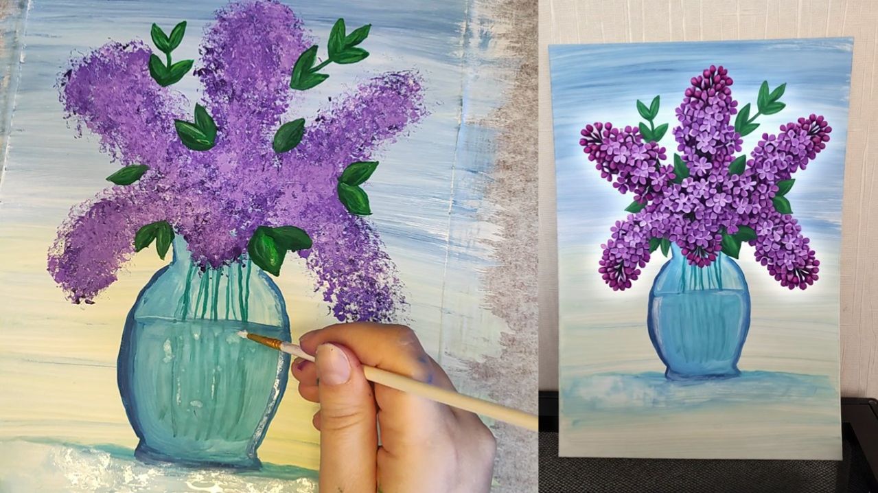 Рисуем букет сирени