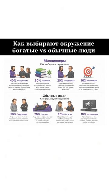 Обычные выбирают окружение по привычке. Где комфортно, где «свои», где не нужно расти.