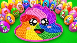Делаем ванну из радужных шариков для торта, смешивая глиняные краски Mystery Eggs