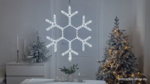 Светодиодная СНЕЖИНКА КЛАССИЧЕСКАЯ, дюралайт, холодные белые LED-огни, 70 см, уличная, LC-13043