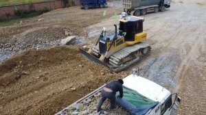 Ep9. Next Part More Corner Complete 100_ Delete Pit Field by SHANTUI DH17 C3 with dump truck