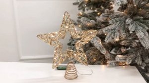 Ёлочная верхушка ЗВЕЗДА САВИТА, металл, золотая, 20 тёплых белых микро LED-огней, 28 см, AMZ200680