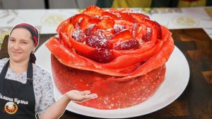 Торт МАЙСКАЯ РОЗА. Блинный ТОРТ с КЛУБНИКОЙ