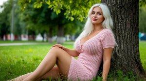 Осиная талия Зачётный бампер Красотка в парке в короткой юбке