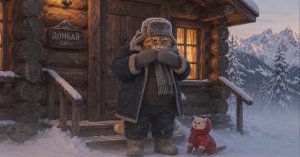 Мурзабек и котёнок на горном курорте