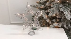 Ёлочная верхушка ЗВЕЗДА САВИТА, металл, серебряная, 20 тёплых белых микро LED-огней, AMZ201180