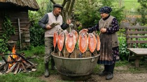Речная форель на открытом огне. Деревенская кухня Азербайджана. Это очень вкусно
