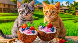 Мои Котята приготовили Клубничное Мороженое — холодок на лапках, восторг в сердечках! 🐱🍓🍦