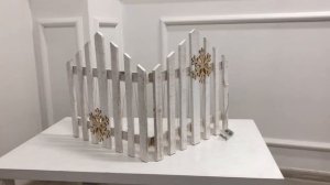 Декоративная ограда ХЕДЖ, дерево, белые LED-огни, 76х38 см, батарейки, ACW007590
