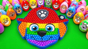 Делаем шарики Rainbow Chase Paw Patrol, смешивая слизь, Таинственные яйца и ГЛИНЯНУЮ раскраску