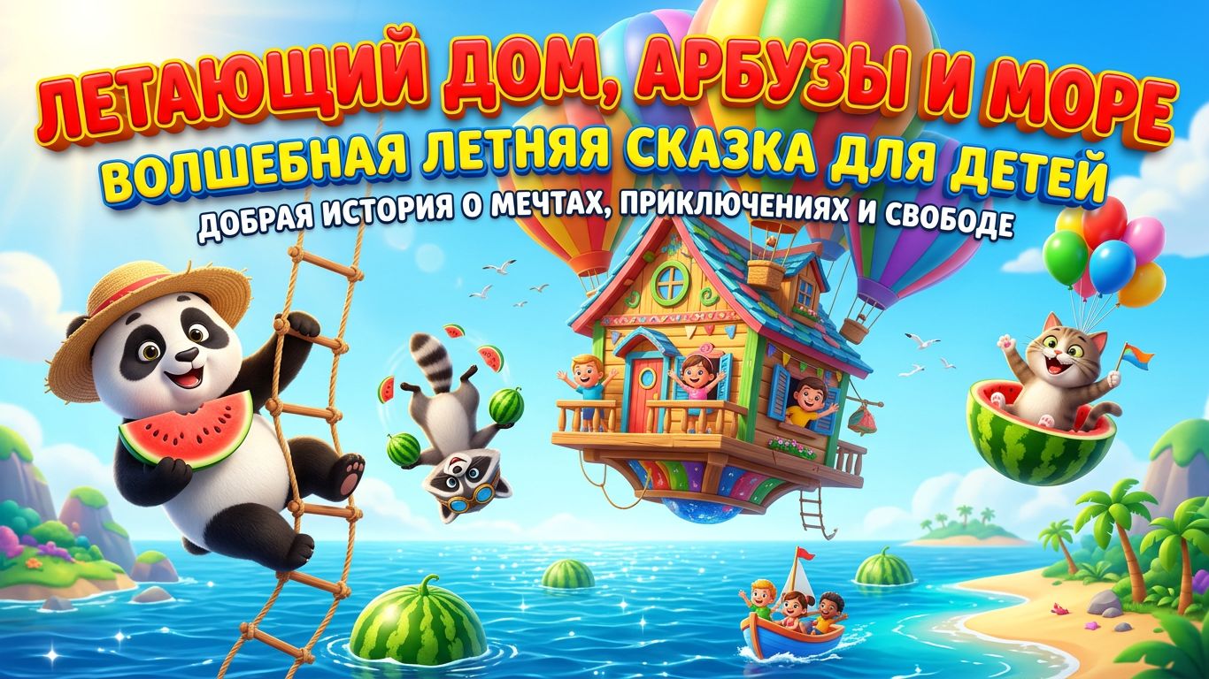 Летающий дом, арбузы и море — волшебная летняя сказка для детей | Добрая история о мечтах