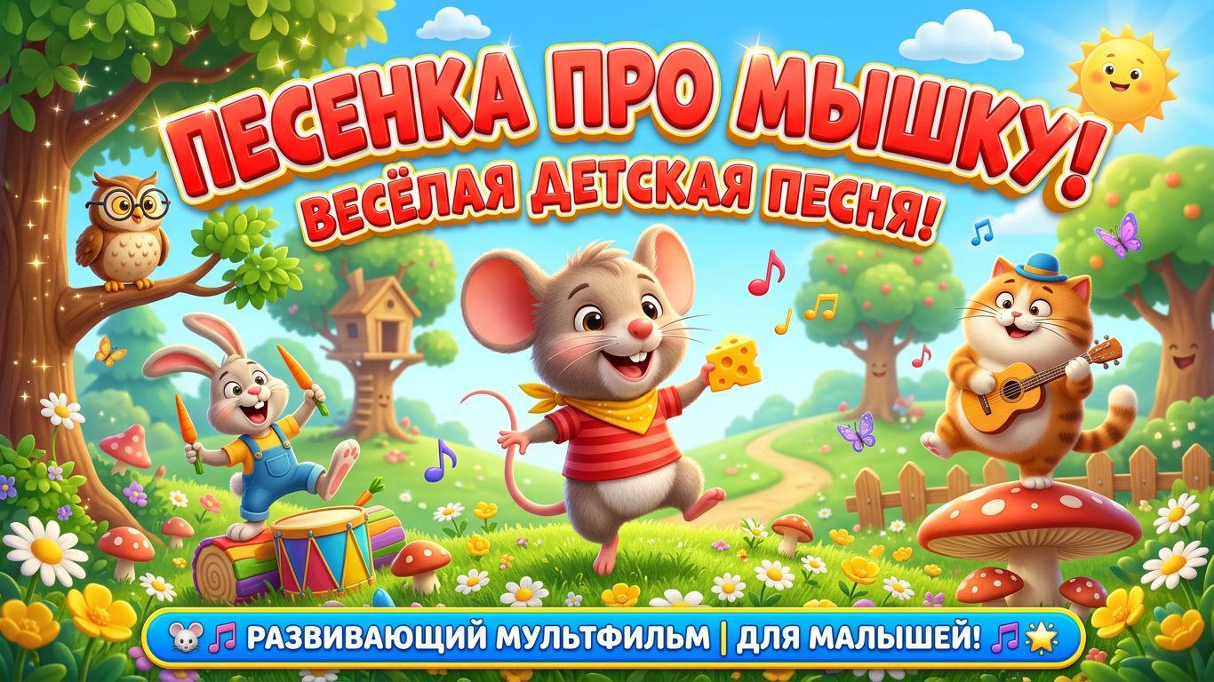 Песенка про мышку 🐭 Весёлая детская песня для малышей | Развивающий мультфильм