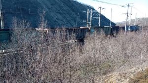 Грузовой поезд проезжает мимо