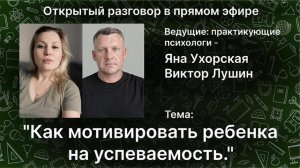 Как мотивировать ребенка на успеваемость.Виктор Лушин и Яна Ухорская.