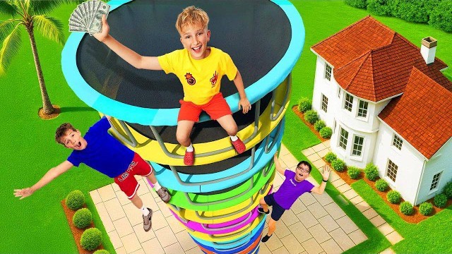 ПОСЛЕДНИЙ, КТО СОЙДЕТ С БАТУТНОЙ БАШНИ, ВЫИГРАЕТ 10 000 ДОЛЛАРОВ! смотреть онлайн
