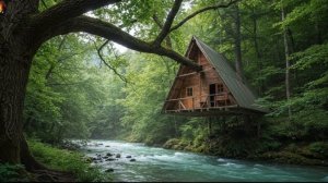 Строительство невероятного домика на дереве над водой, Бушкрафт.