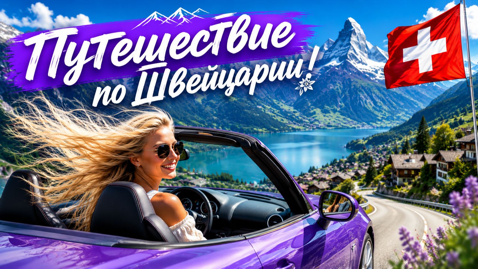 🇨🇭Путешествие на автомобиле по Швейцарии | Захватывающее автопутешествие. Вид на горы