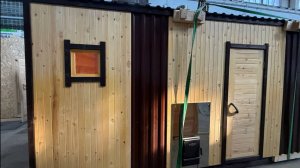 Каркасная баня 6×2,5м в цвете дуб полный видеообзор