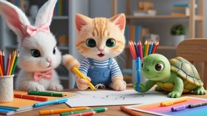 Первый день милого котёнка в школе