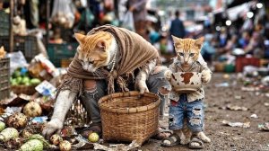 Бедная мама-кошка и котёнок выращивают ферму из одного семечка | Вдохновляющая анимированная история