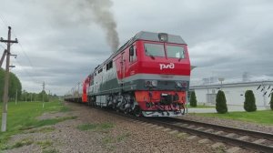 «Ласточка» под тепловозной тягой у станции «Ржевский мемориал» (10.05.2026)