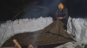 XAKAN _   Solo -13 °C. Экстремальный зимний кемпинг. Бушкрафт  Палатка с подогревом