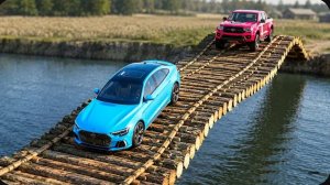 Автомобили против сломанного моста с выбоинами - Челлендж №4 в BeamNG Drive! (2)