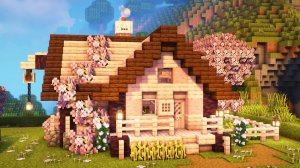 Строим уютную вишнёвую хижину — расслабляющий лонгплей в Minecraft [без комментариев]
