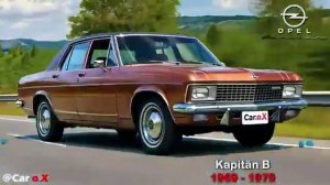 Эволюция представительских автомобилей OPEL с 1937 года по настоящее время.