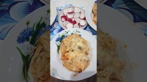 🔥👍❤💯Гнезда гурмана Макароны с грибами и фаршем под сыром🔥👍❤💯