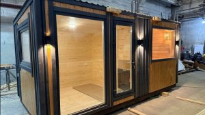 Каркасная баня 2,5×4 с комбинированным фасадом, полный видеообзор!