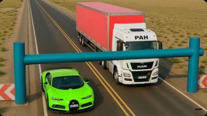 Экстремальное испытание №4 «Автомобиль против низких выхлопных труб» в BeamNG Drive.