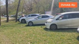 Амурский бульвар машины на газоне