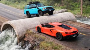 Автомобили против бетонных водопроводных труб в игре BeamNG Drive!