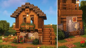 Minecraft - Простой стартовый дом с входом в шахту [Туториал]