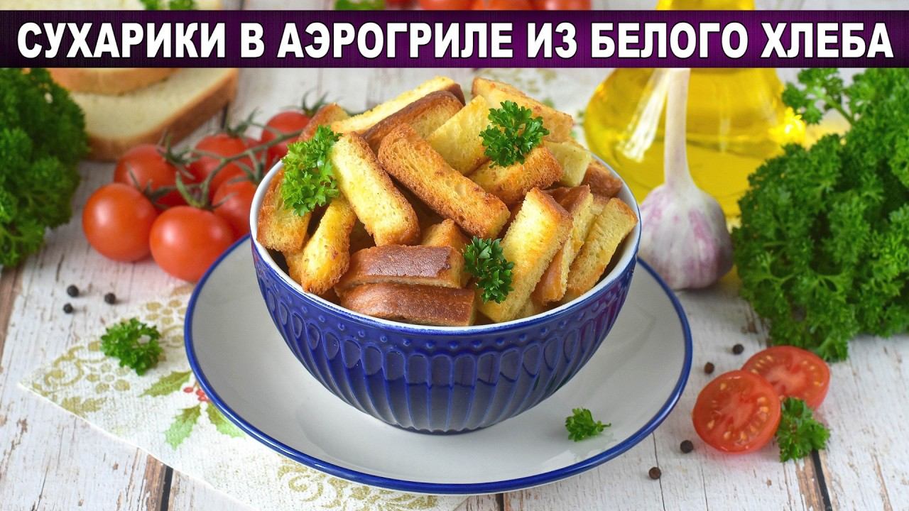 Забудьте про магазинные: сухарики в аэрогриле из белого хлеба