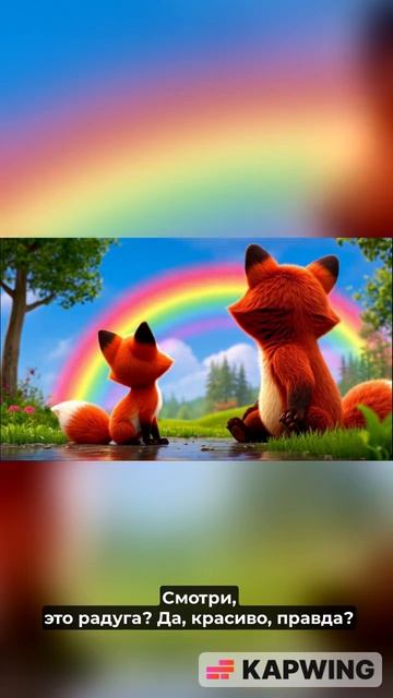Финн впервые увидел радугу 🌈 #лисенокфинн #мультфильм #анимация #shorts #милота #дружба #дети