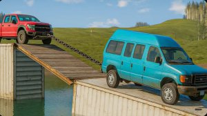 Соревнование «Автомобили против контейнерного моста» в BeamNG Drive!