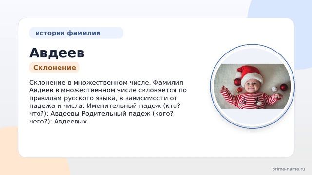 Фамилия Авдеев: происхождение, значение и склонение