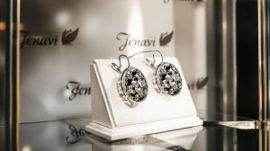 Серьги Мозаика, (Покрытие: Черненое серебро. Эмаль) «Jenavi».  К1-026,