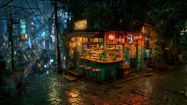 Lofi Zen – Night Rain at the Corner Bakery in Shionara ｜ Relaxing Lo-fi Mix for Study, Sleep